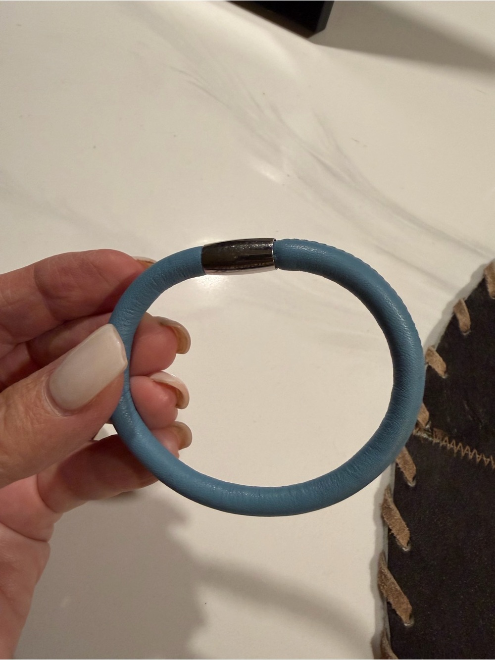 Brighton Blue Leather Magnetic Bangle charm bracelet